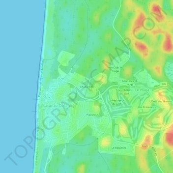 Topografische kaart L'Aubarède, hoogte, reliëf