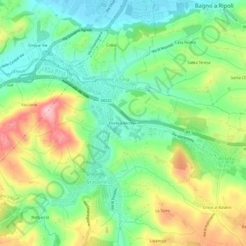 Topografische kaart Ponte a Niccheri, hoogte, reliëf
