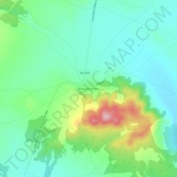 Topografische kaart Nava de Arriba, hoogte, reliëf