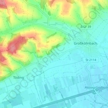 Topografische kaart Leonsberg, hoogte, reliëf