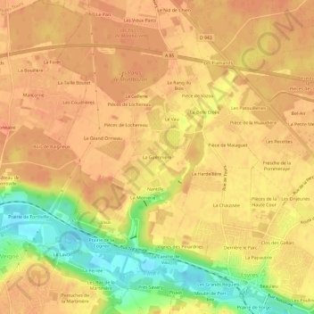 Topografische kaart La Guérinière, hoogte, reliëf