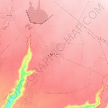 Topografische kaart Sahm al-Jolan, hoogte, reliëf