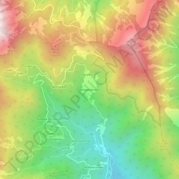 Topografische kaart Borgata Arvoira, hoogte, reliëf