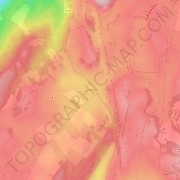 Topografische kaart La Vrine, hoogte, reliëf