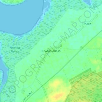 Topografische kaart Newton Arlosh, hoogte, reliëf