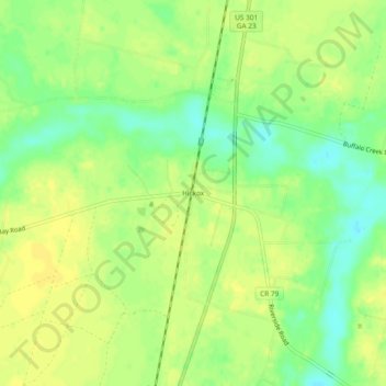 Topografische kaart Hickox, hoogte, reliëf