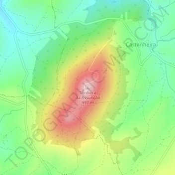 Topografische kaart Senhora da Assunção, hoogte, reliëf
