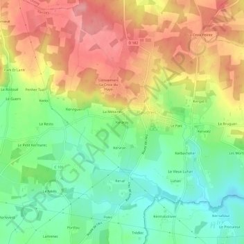 Topografische kaart Keraray, hoogte, reliëf