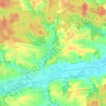 Topografische kaart Sittenbach, hoogte, reliëf