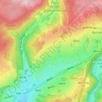 Topografische kaart Rivage, hoogte, reliëf