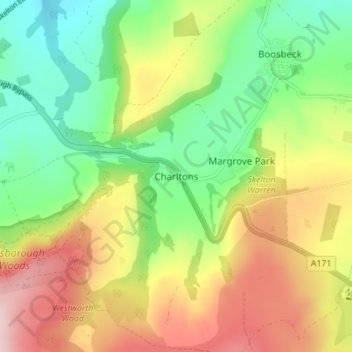 Topografische kaart Charltons, hoogte, reliëf