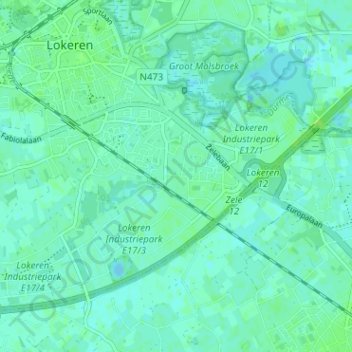 Topografische kaart Bokslaar, hoogte, reliëf