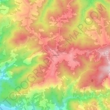 Topografische kaart Cimaferle, hoogte, reliëf