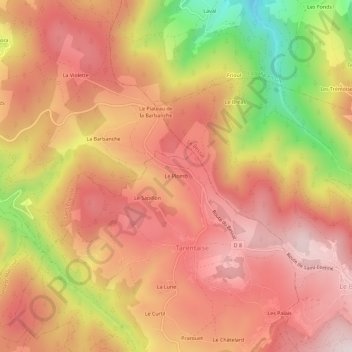Topografische kaart Le Plomb, hoogte, reliëf