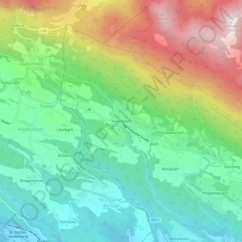 Topografische kaart Kerschdorf, hoogte, reliëf