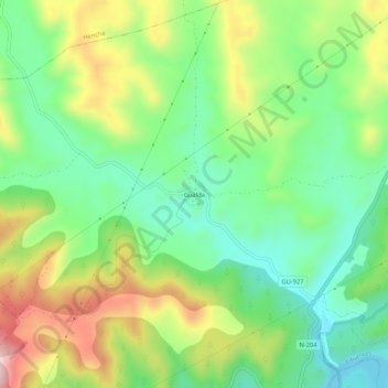 Topografische kaart Gualda, hoogte, reliëf