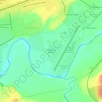 Topografische kaart Fontanar de Quintos, hoogte, reliëf