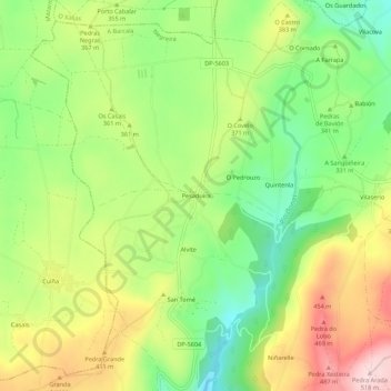 Topografische kaart Pesaduira, hoogte, reliëf