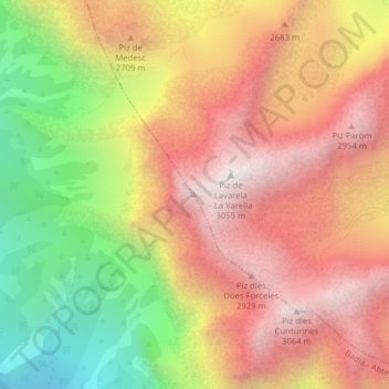 Topografische kaart Lavarela de Fora, hoogte, reliëf