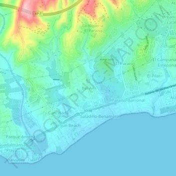 Topografische kaart Bel-Air, hoogte, reliëf