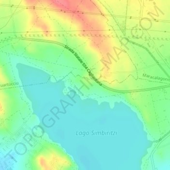 Topografische kaart Giu de Carrogas, hoogte, reliëf