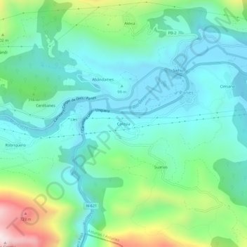 Topografische kaart Colosía, hoogte, reliëf