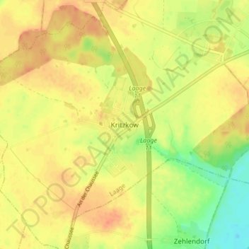 Topografische kaart Kritzkow, hoogte, reliëf