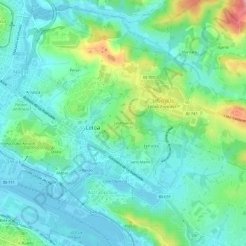 Topografische kaart Santsoena, hoogte, reliëf