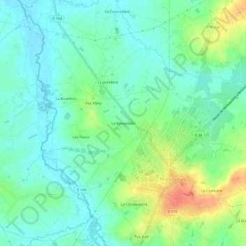 Topografische kaart La Boisardière, hoogte, reliëf
