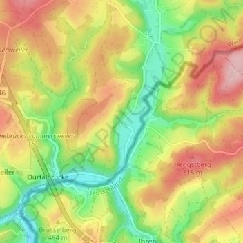 Topografische kaart Weppeler, hoogte, reliëf