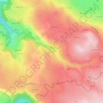 Topografische kaart Ventelon, hoogte, reliëf