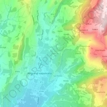 Topografische kaart Vigolo, hoogte, reliëf