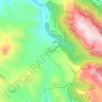 Topografische kaart Civita, hoogte, reliëf