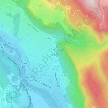 Topografische kaart Sous le Mas, hoogte, reliëf