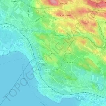Topografische kaart Retterschen, hoogte, reliëf