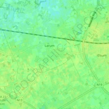 Topografische kaart Binneneinde, hoogte, reliëf