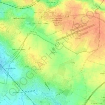 Topografische kaart La Moie, hoogte, reliëf