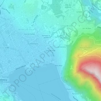 Topografische kaart Sous les Prés, hoogte, reliëf