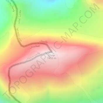 Topografische kaart نوشاخ, hoogte, reliëf