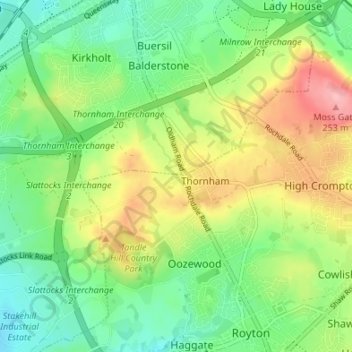 Topografische kaart Summit, hoogte, reliëf