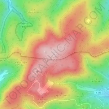 Topografische kaart Sackpfeife, hoogte, reliëf