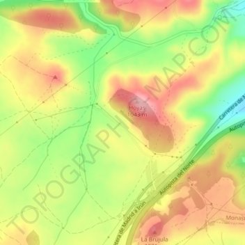 Topografische kaart Las Pendientes, hoogte, reliëf