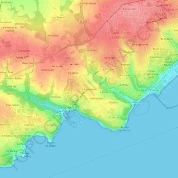 Topografische kaart Le Cosquer, hoogte, reliëf