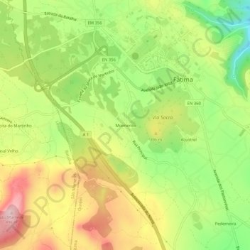 Topografische kaart Moimento, hoogte, reliëf