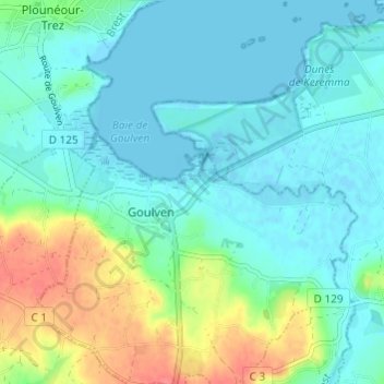 Topografische kaart Lez Armor, hoogte, reliëf