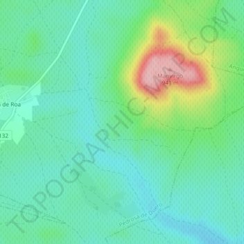 Topografische kaart Montaneros, hoogte, reliëf