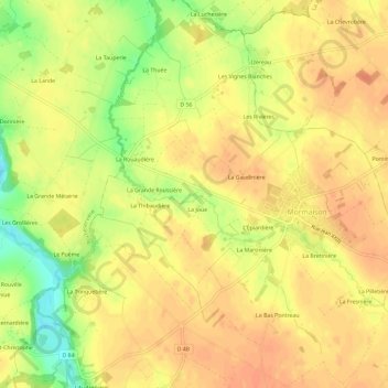 Topografische kaart La Petite Roussière, hoogte, reliëf