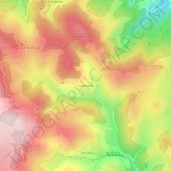 Topografische kaart Le Bancillon, hoogte, reliëf