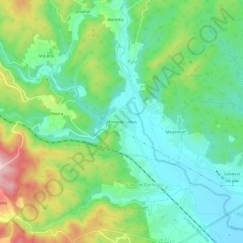 Topografische kaart Monte de Lobos, hoogte, reliëf