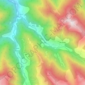 Topografische kaart Sartrou Bas, hoogte, reliëf